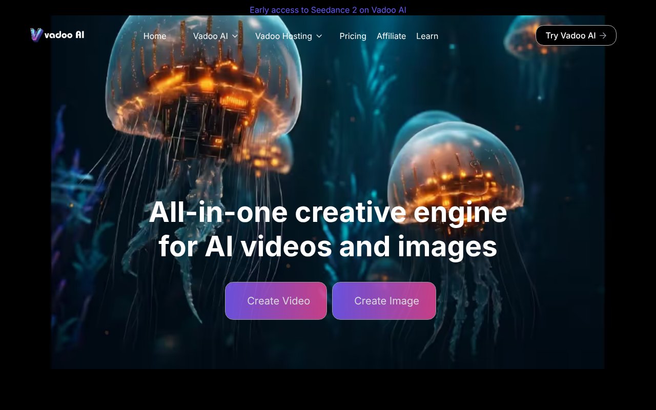 Vadoo homepage screenshot