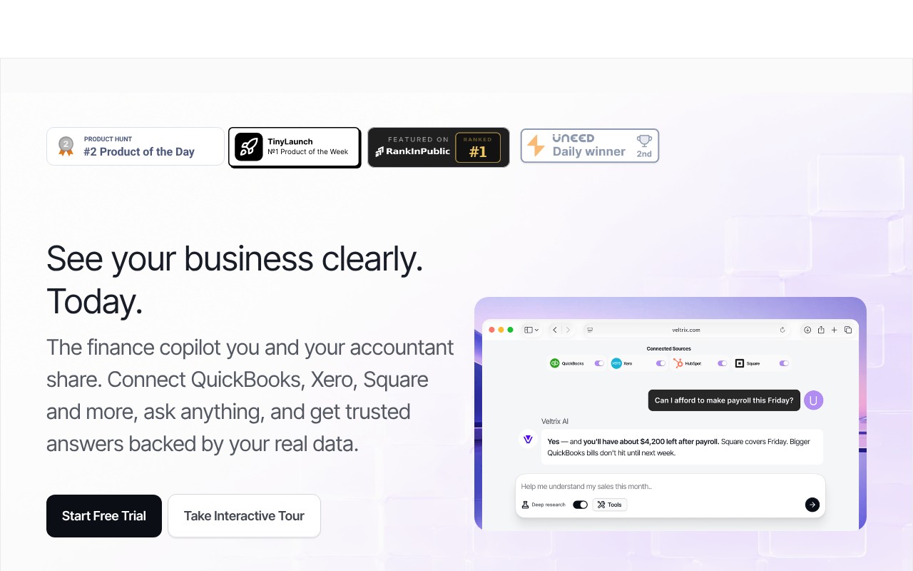 Veltrix AI for E-commerce homepage screenshot