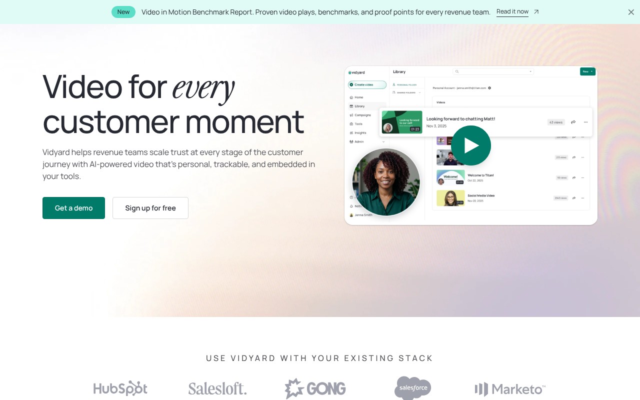 Vidyard homepage screenshot