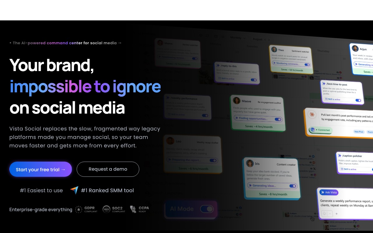 Vista Social homepage screenshot