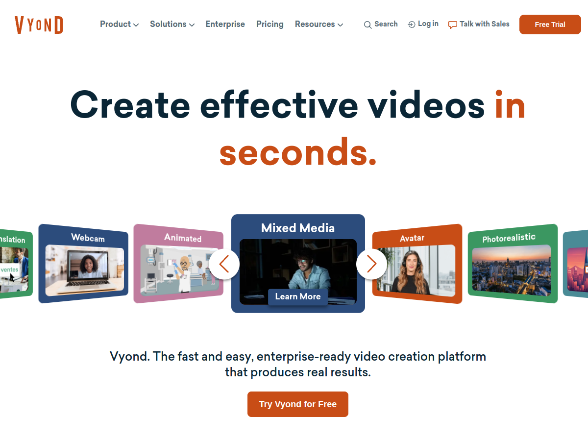 Vyond homepage screenshot