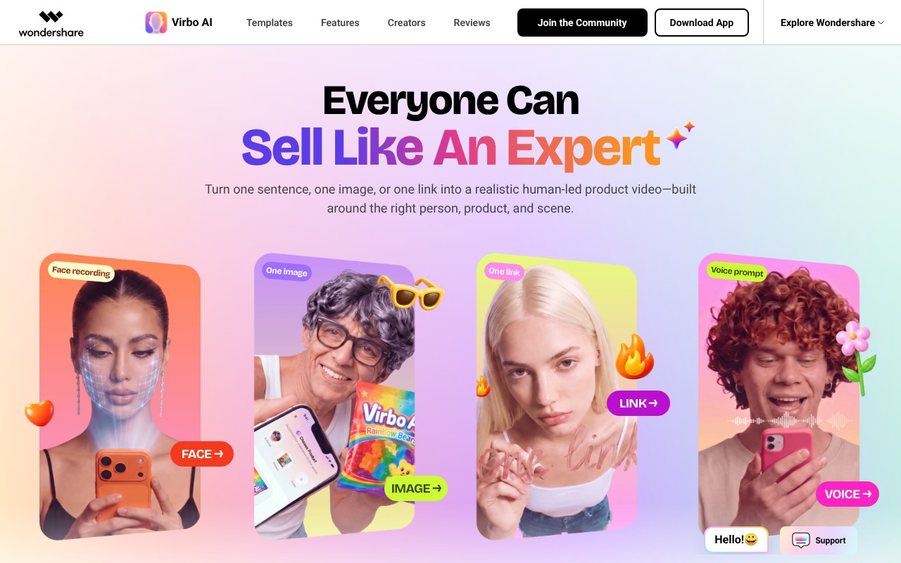 Wondershare Virbo homepage screenshot