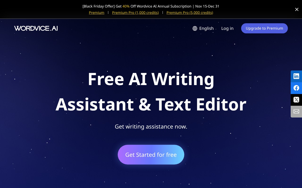 Wordvice AI Writing Assistant homepage screenshot