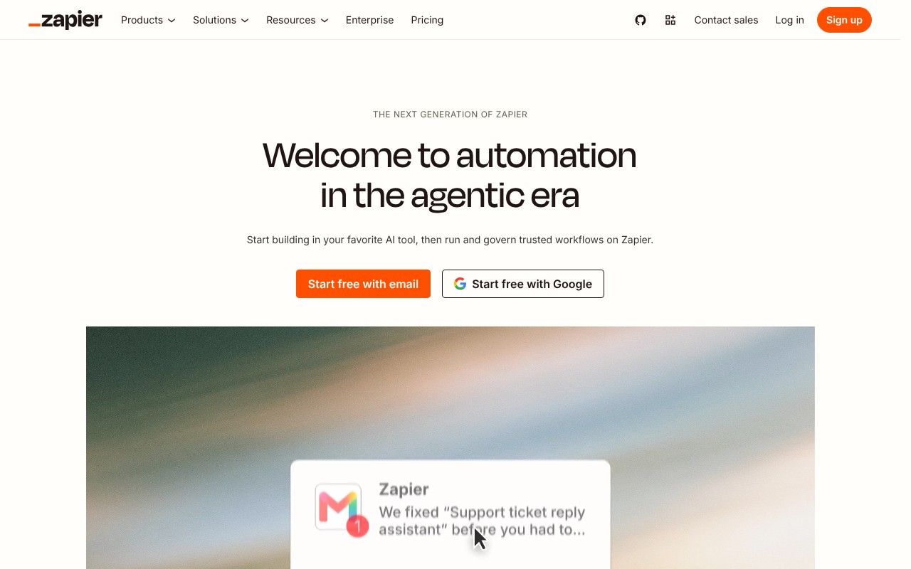 Zapier homepage screenshot