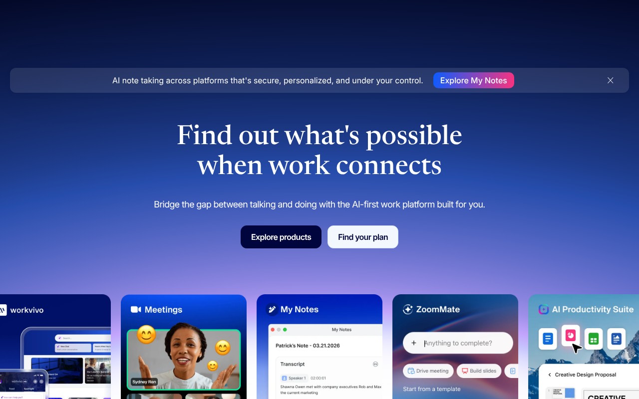 Zoom Workplace homepage screenshot